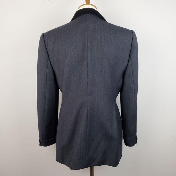 Vintage Ralph Lauren Black Herringbone Wool Blazer - Picture 2 of 14